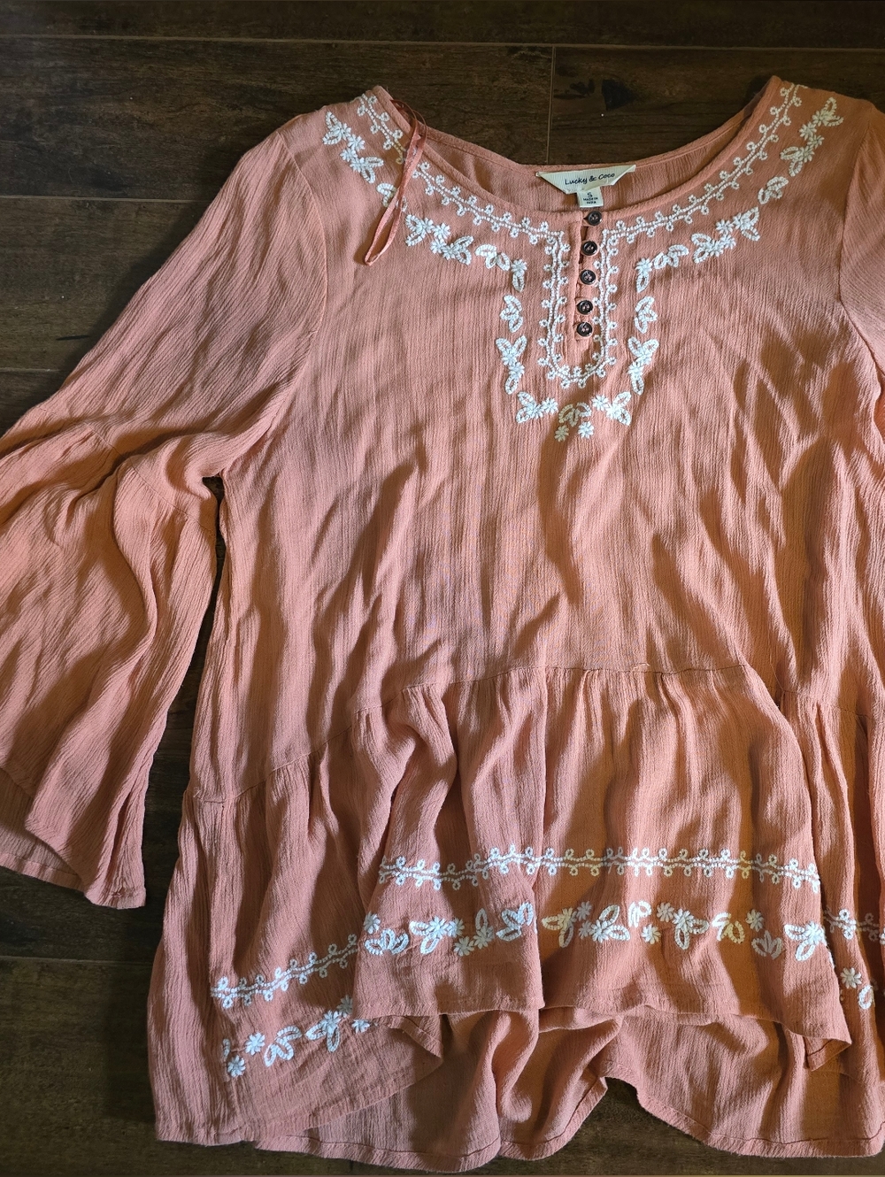 BOGO Lucky & Coco Lightweight Embroidered Peasant Top